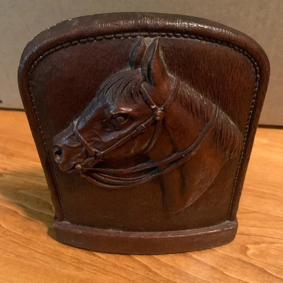 Vintage Brown 1940s Syroco Wood Horse Head Bookend Set of 2…2nd One Just Found! - Picture 14 of 16